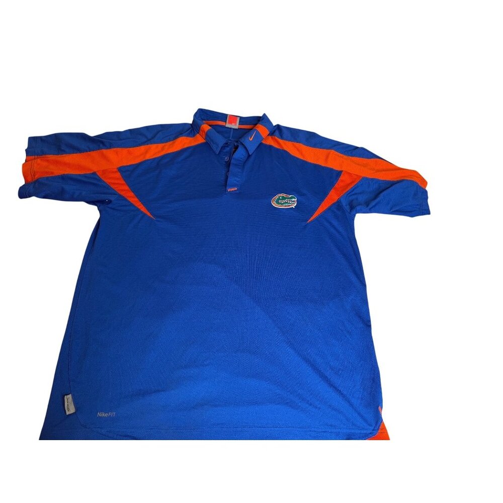 VTG NikeFIT Florida Gators Team Polo Shirt Blue  Embroidered Logo L Basketball